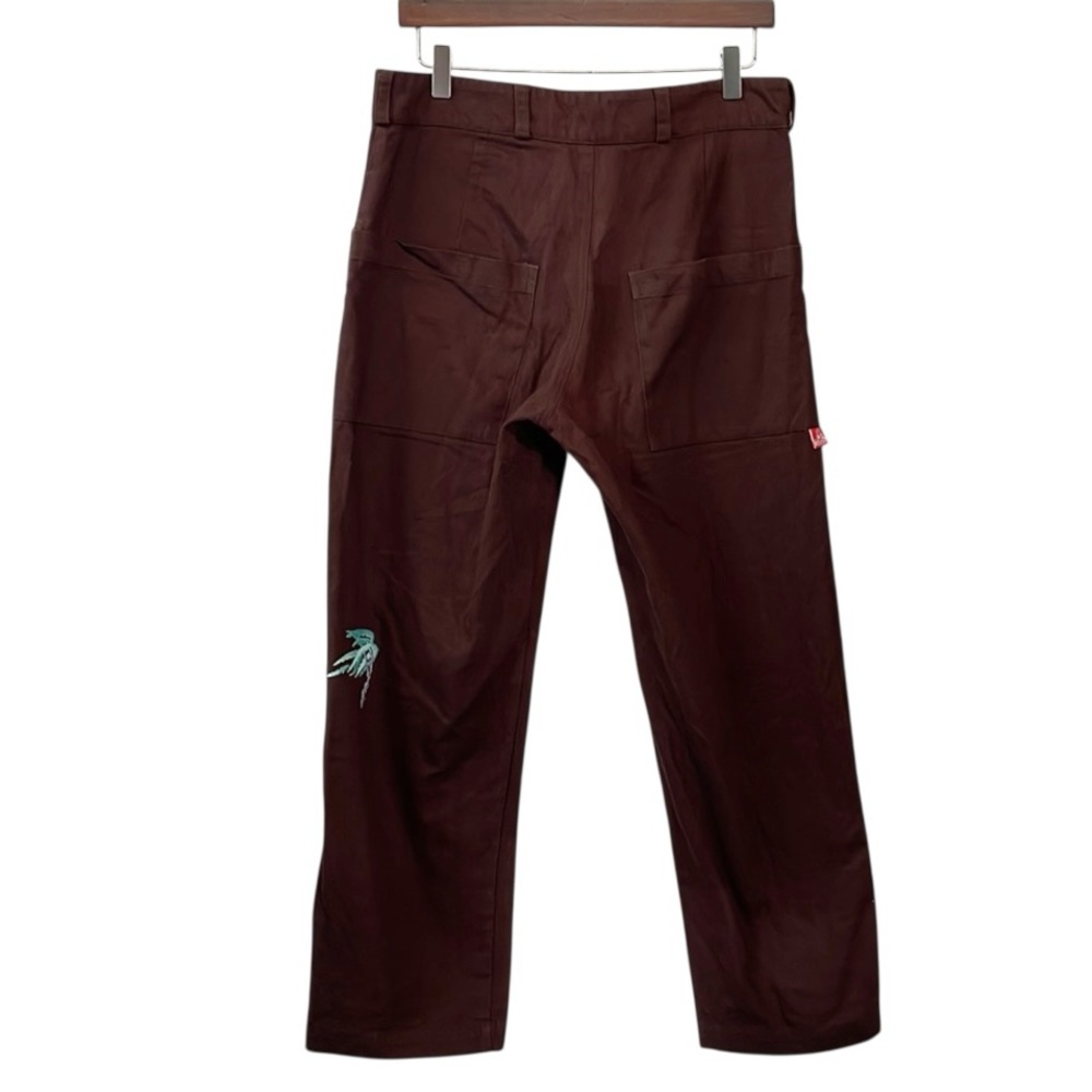 Jungles Jungles Mens Sz 30 Grazie Cotton Pants Brown Embroidered Relaxed - Picture 5 of 13